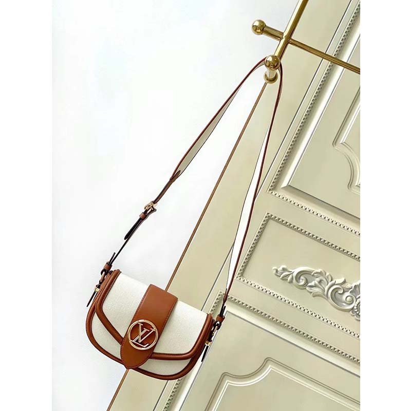 Louis Vuitton LV Women Pont 9 Soft MM Handbag Caramel Brown Canvas Cowhide
