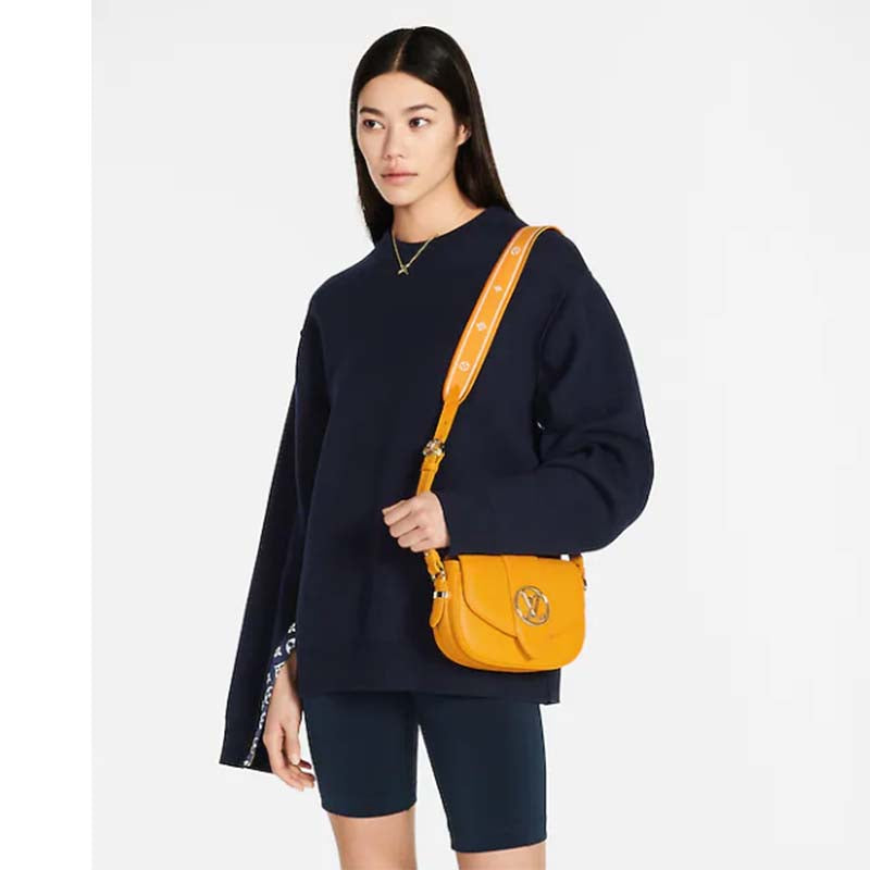 Louis Vuitton LV Women Pont 9 Soft PM Handbag Yellow Grained Calfskin Cowhide