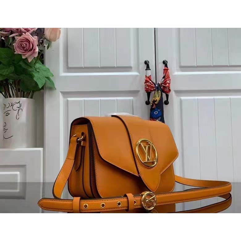 Louis Vuitton LV Women Pont 9 Soft PM Handbag Yellow Grained Calfskin Cowhide