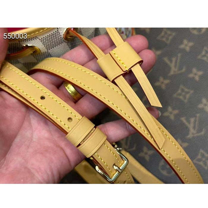Louis Vuitton LV Women Sac Nano Noé Dragon Fruit Pink Damier Azur Coated Canvas