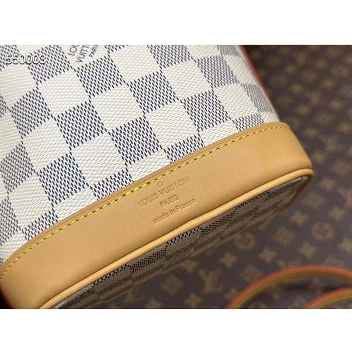 Louis Vuitton LV Women Sac Nano Noé Dragon Fruit Pink Damier Azur Coated Canvas