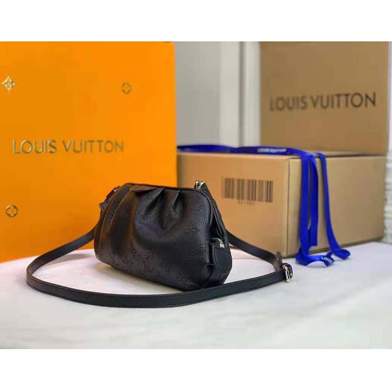 Louis Vuitton LV Women Scala Mini Pouch Black Mahina Perforated Calf Leather