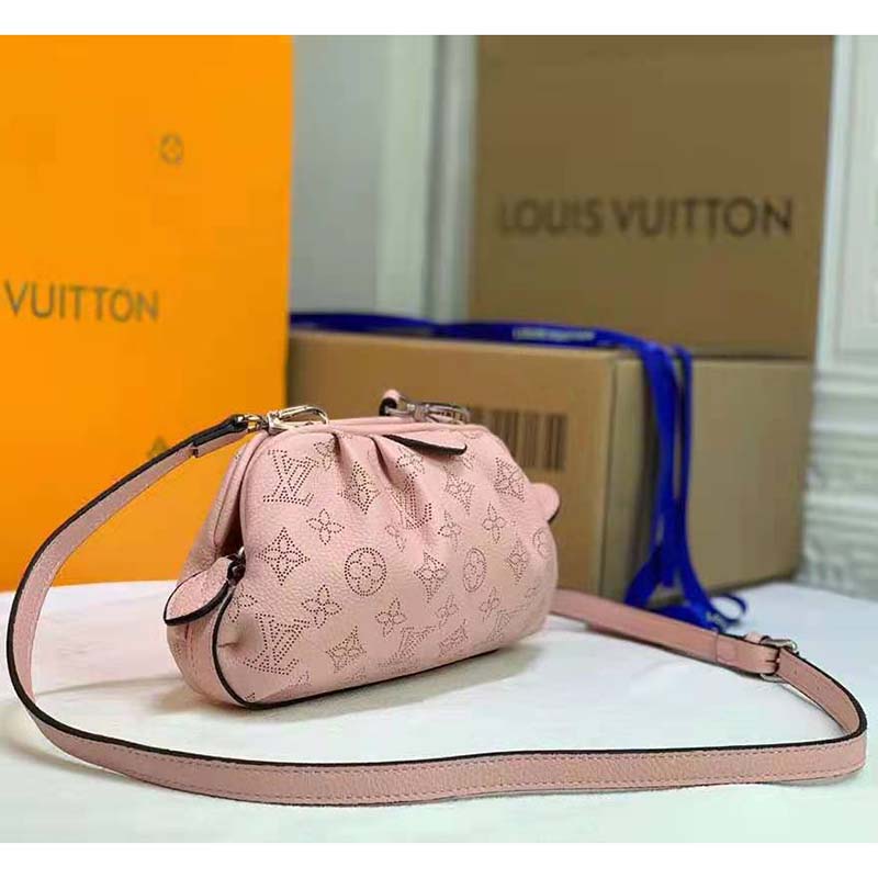 Louis Vuitton LV Women Scala Mini Pouch Magnolia Pink Mahina Perforated Calf Leather