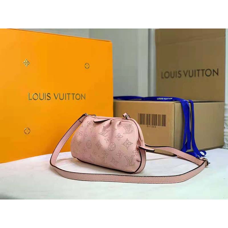 Louis Vuitton LV Women Scala Mini Pouch Magnolia Pink Mahina Perforated Calf Leather