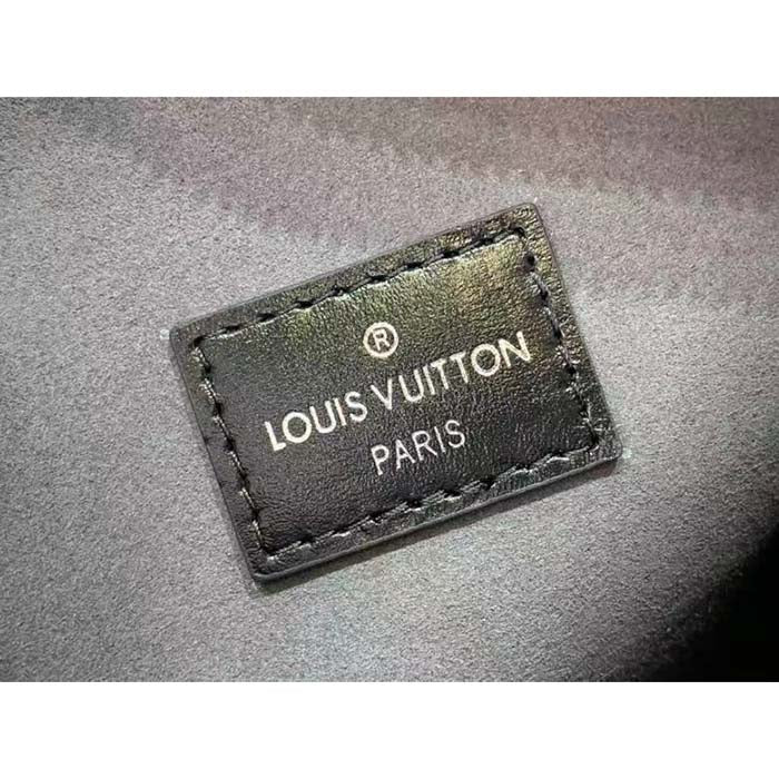 Louis Vuitton LV Women Side Trunk Handbag Gray Denim Textile Jacquard
