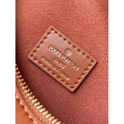 Louis Vuitton LV Women Side Trunk PM Handbag Petite Malle Tan Brown Calfskin