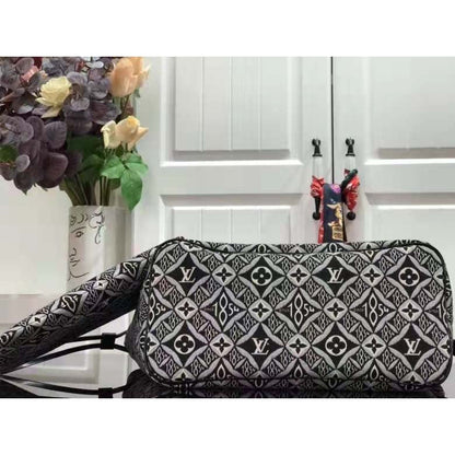 Louis Vuitton LV Women Since 1854 Neverfull MM Tote Black Monogram Flowers Canvas