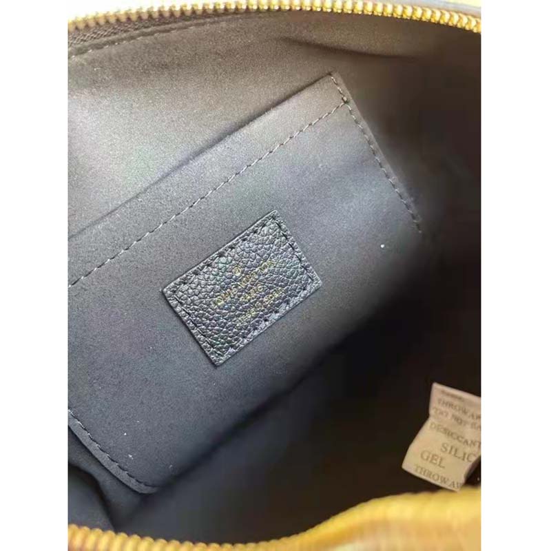 Louis Vuitton LV Women Speedy Bandoulière 20 Black Embossed Grained Cowhide Leather
