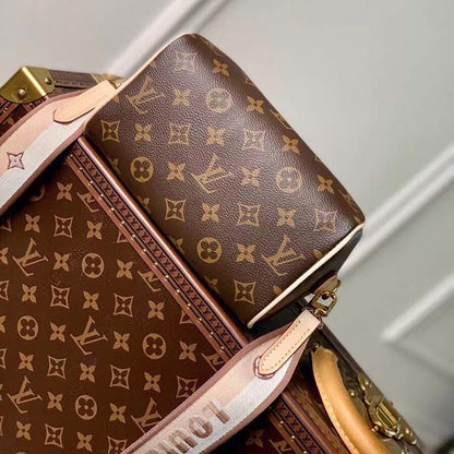 Louis Vuitton LV Women Speedy Bandoulière 20 Handbag Pink Orange Monogram Coated Canvas