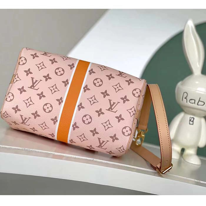 Louis Vuitton LV Women Speedy Bandoulière 25 Handbag Beige Ocher Monopaname Coated Canvas