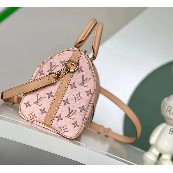 Louis Vuitton LV Women Speedy Bandoulière 25 Handbag Beige Ocher Monopaname Coated Canvas