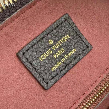 Louis Vuitton LV Women Speedy Bandoulière 25 Handbag Black Beige Embossed Grained Cowhide