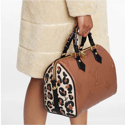 Louis Vuitton LV Women Speedy Bandoulière 25 Handbag Caramel Embossed Supple Grained Cowhide