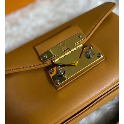 Louis Vuitton LV Women Swing Brown Calfskin Leather Monogram Canvas S Lock