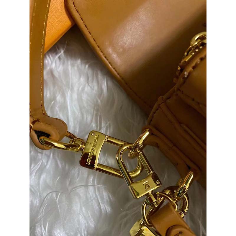 Louis Vuitton LV Women Swing Brown Calfskin Leather Monogram Canvas S Lock