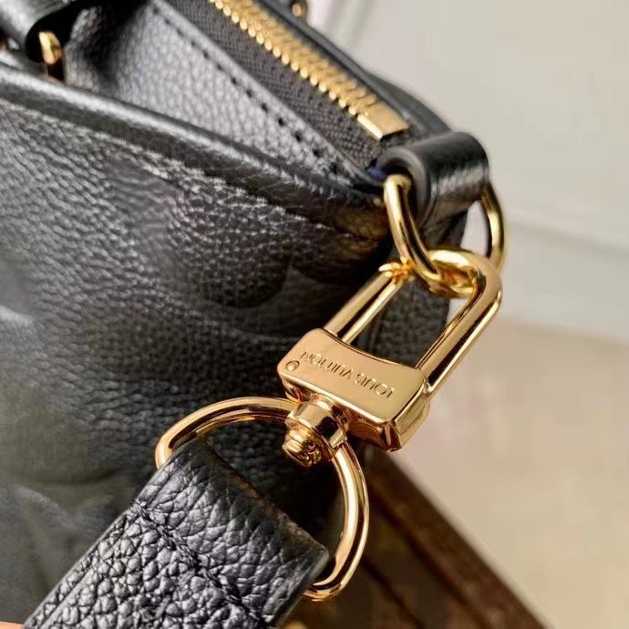 Louis Vuitton LV Women Trianon PM Bag Black Embossed Grained Cowhide Leather