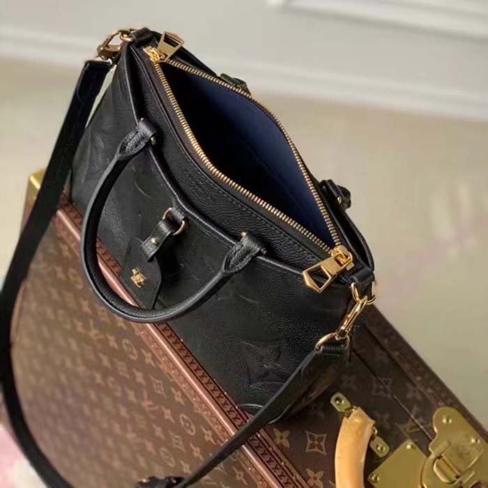 Louis Vuitton LV Women Trianon PM Bag Black Embossed Grained Cowhide Leather