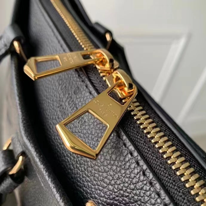 Louis Vuitton LV Women Trianon PM Bag Black Embossed Grained Cowhide Leather