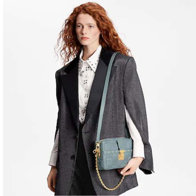 Louis Vuitton LV Women Troca PM Glacier Blue Damier Quilt Lambskin Calfskin