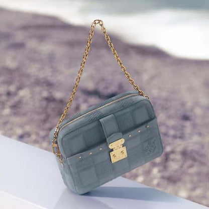 Louis Vuitton LV Women Troca PM Glacier Blue Damier Quilt Lambskin Calfskin