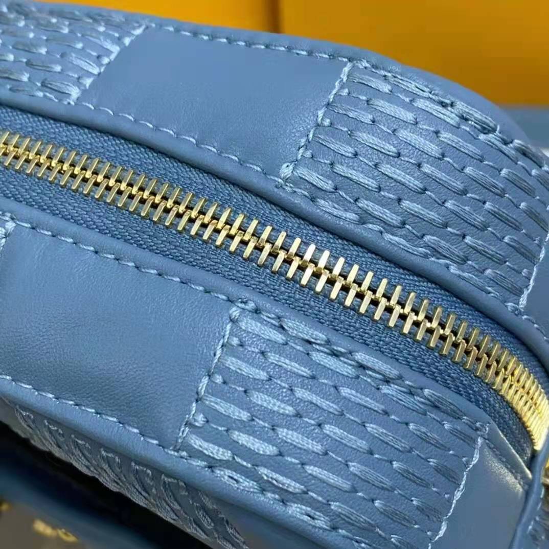 Louis Vuitton LV Women Troca PM Handbag Glacier Blue Damier Quilt Lambskin