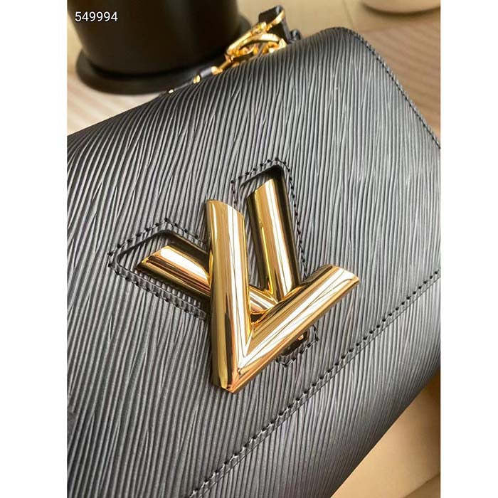 Louis Vuitton LV Women Twist MM Black Epi Grained Cowhide Leather