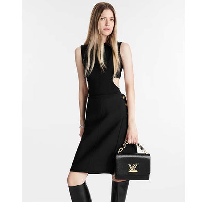 Louis Vuitton LV Women Twist MM Black Epi Grained Cowhide Leather