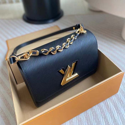 Louis Vuitton LV Women Twist MM Black Epi Grained Cowhide Leather
