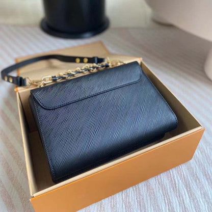 Louis Vuitton LV Women Twist MM Black Epi Grained Cowhide Leather