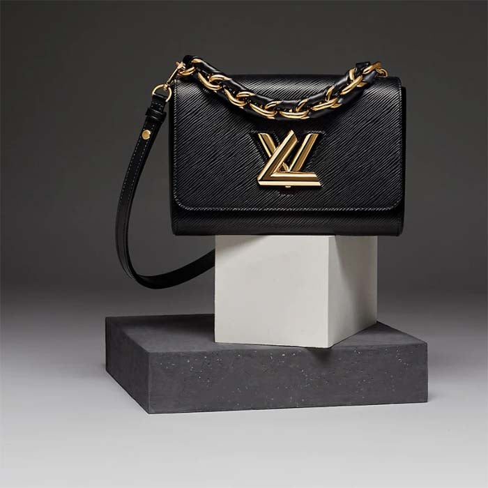 Louis Vuitton LV Women Twist MM Black Epi Grained Cowhide Leather
