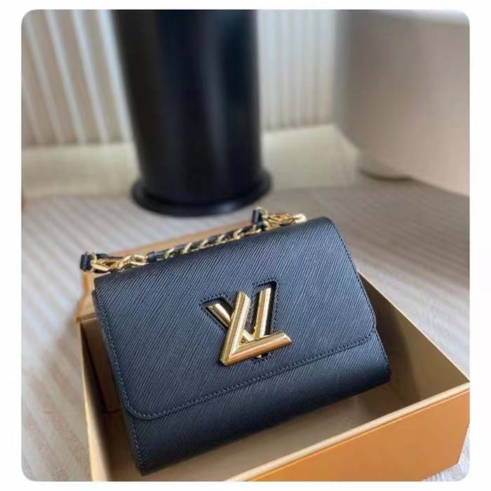Louis Vuitton LV Women Twist MM Black Epi Grained Cowhide Leather
