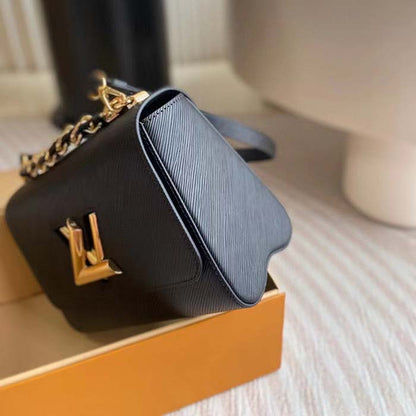 Louis Vuitton LV Women Twist MM Black Epi Grained Cowhide Leather