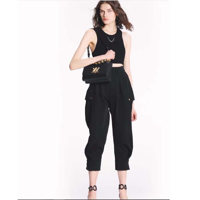 Louis Vuitton LV Women Twist MM Black Epi Grained Cowhide Leather