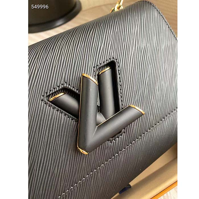 Louis Vuitton LV Women Twist MM Black Epi Grained Cowhide Leather Smooth-Cowhide Trim