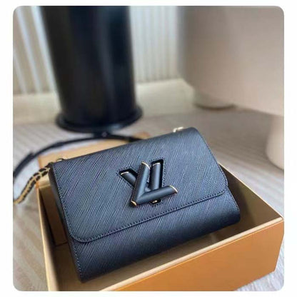 Louis Vuitton LV Women Twist MM Black Epi Grained Cowhide Leather Smooth-Cowhide Trim