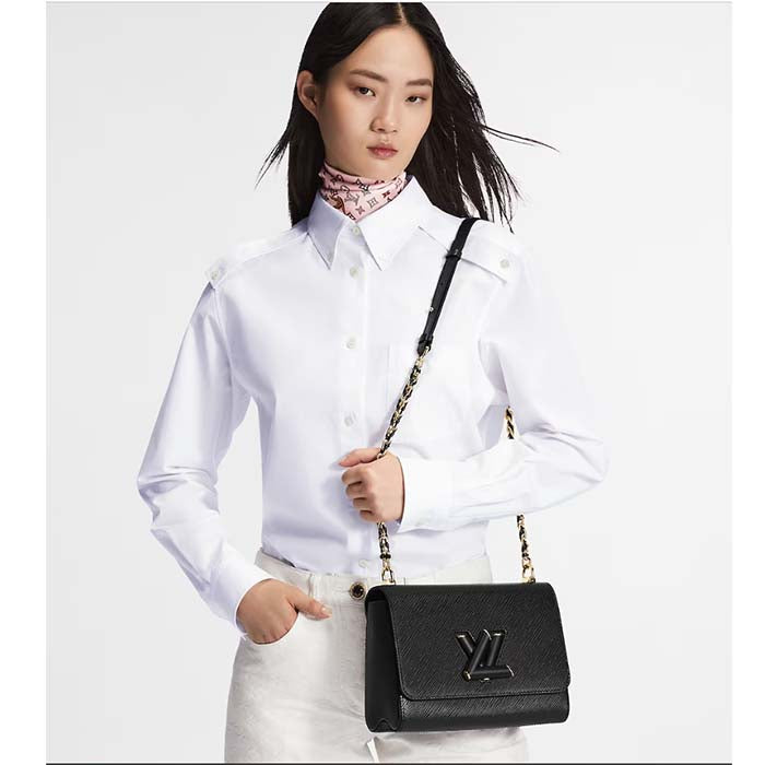 Louis Vuitton LV Women Twist MM Black Epi Grained Cowhide Leather Smooth-Cowhide Trim