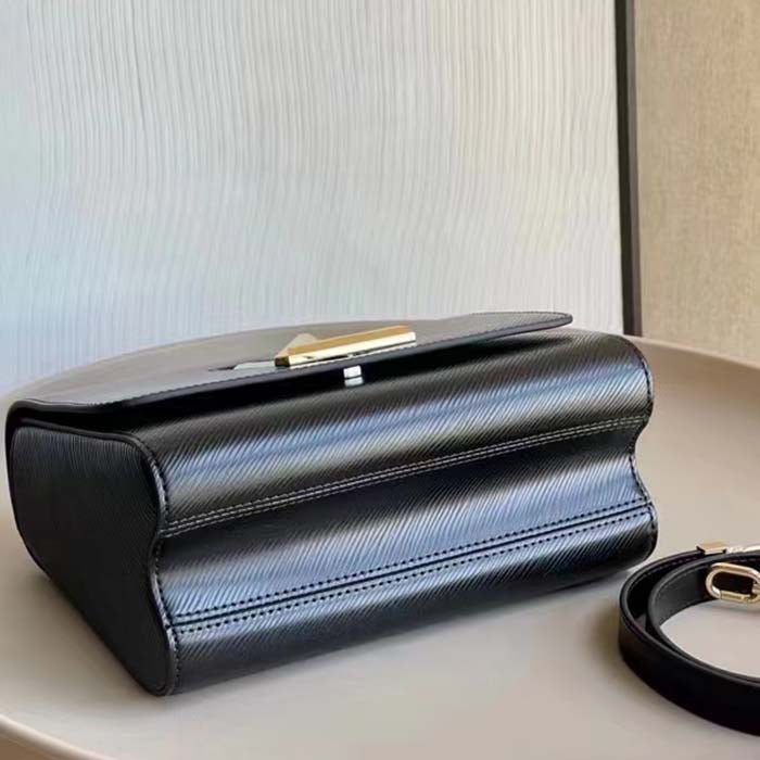 Louis Vuitton LV Women Twist MM Black Epi Grained Leather Cowhide Lock