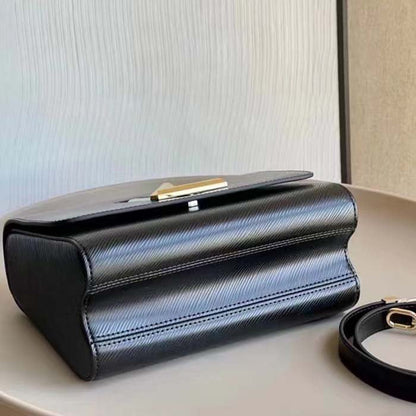 Louis Vuitton LV Women Twist MM Black Epi Grained Leather Cowhide Lock