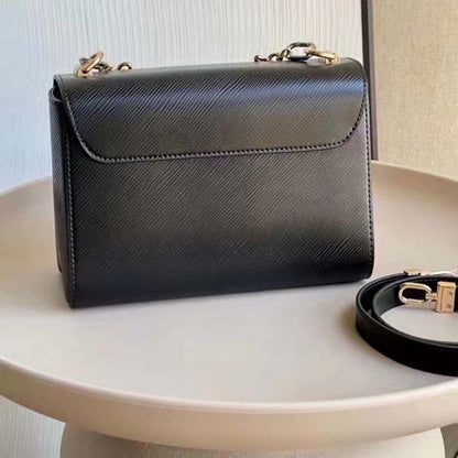Louis Vuitton LV Women Twist MM Black Epi Grained Leather Cowhide Lock