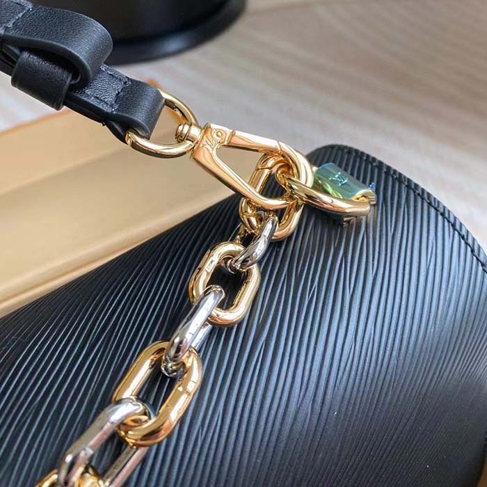 Louis Vuitton LV Women Twist MM Black Epi Grained Smooth Cowhide Leather