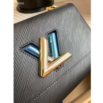Louis Vuitton LV Women Twist MM Black Epi Grained Smooth Cowhide Leather