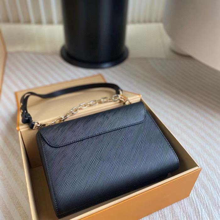 Louis Vuitton LV Women Twist MM Black Epi Grained Smooth Cowhide Leather