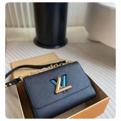Louis Vuitton LV Women Twist MM Black Epi Grained Smooth Cowhide Leather