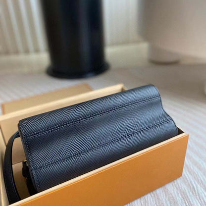 Louis Vuitton LV Women Twist MM Black Epi Grained Smooth Cowhide Leather