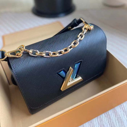 Louis Vuitton LV Women Twist MM Black Epi Grained Smooth Cowhide Leather