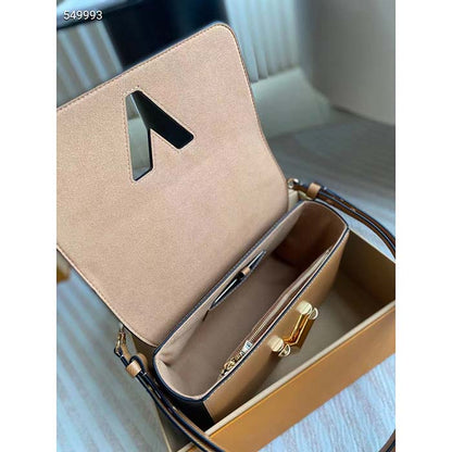 Louis Vuitton LV Women Twist MM Camel Light Brown Epi Grained Cowhide Leather