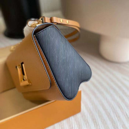 Louis Vuitton LV Women Twist MM Camel Light Brown Epi Grained Cowhide Leather