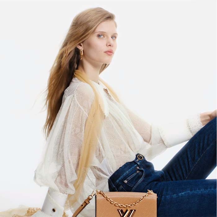 Louis Vuitton LV Women Twist MM Camel Light Brown Epi Grained Cowhide Leather