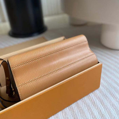 Louis Vuitton LV Women Twist MM Camel Light Brown Epi Grained Cowhide Leather