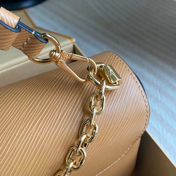 Louis Vuitton LV Women Twist MM Camel Light Brown Epi Grained Cowhide Leather